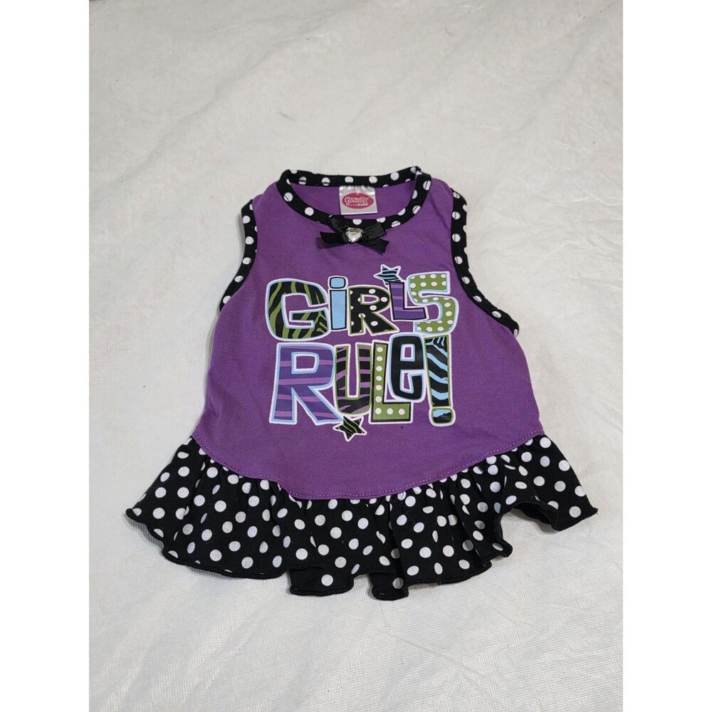 Glamour Bone Girls Rule Black & Purple Dog Dress Size Small